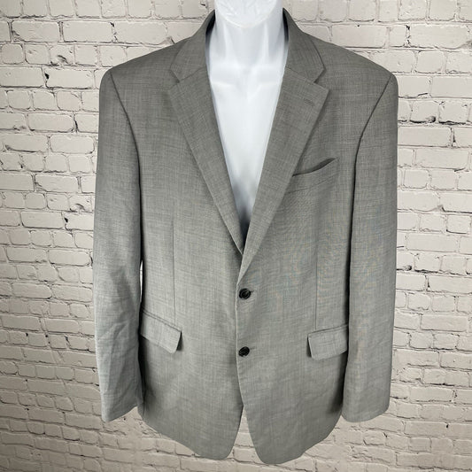 Tommy Hilfiger Grey 100% Wool 2 Button Double Vented Blazer Size 42L *defect