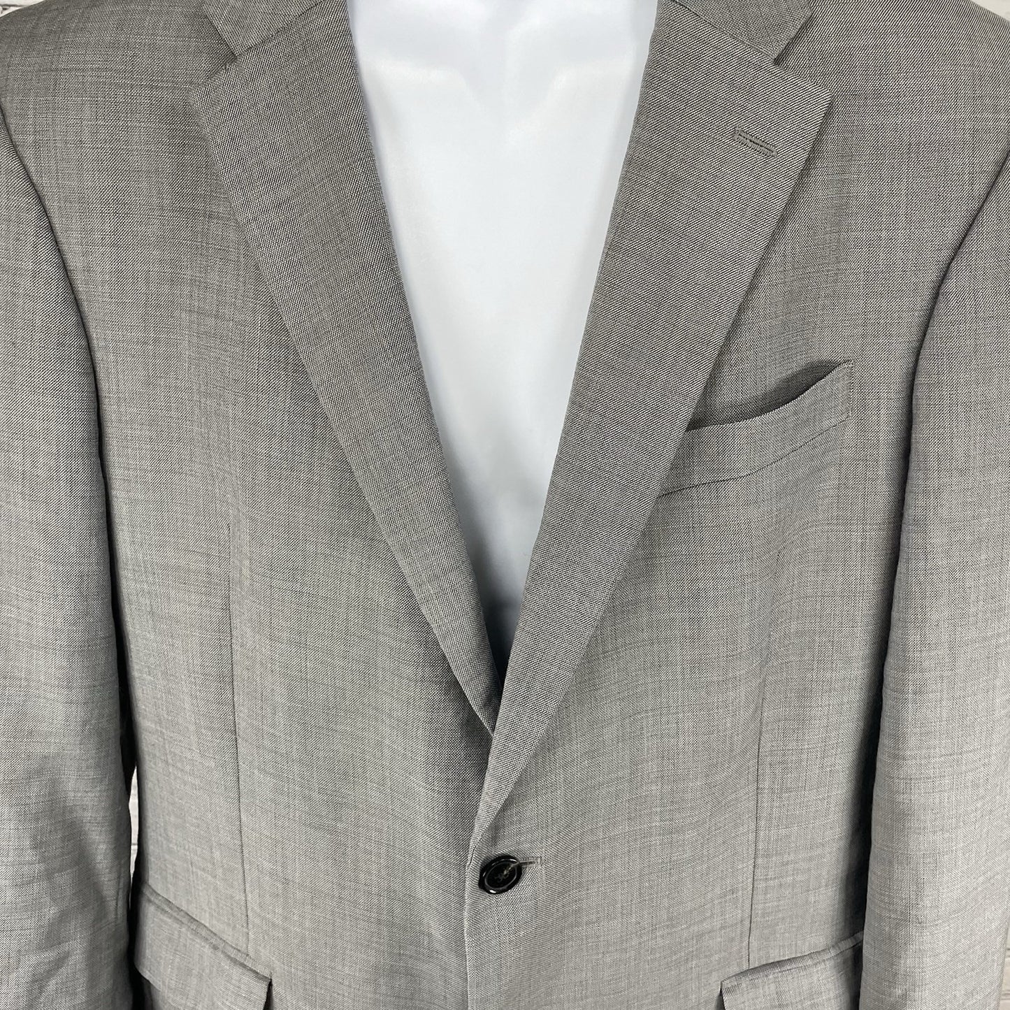 Tommy Hilfiger Grey 100% Wool 2 Button Double Vented Blazer Size 42L *defect