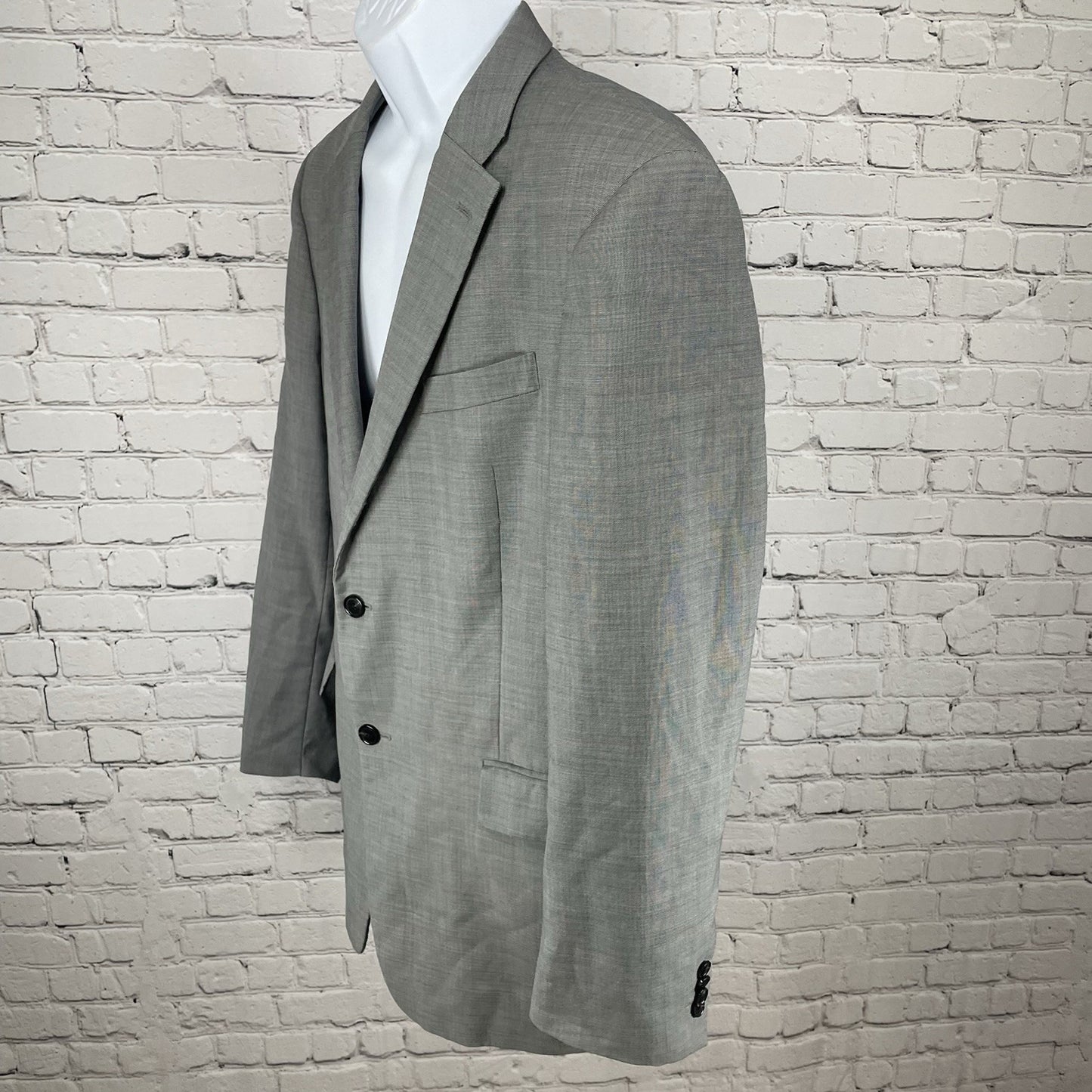 Tommy Hilfiger Grey 100% Wool 2 Button Double Vented Blazer Size 42L *defect