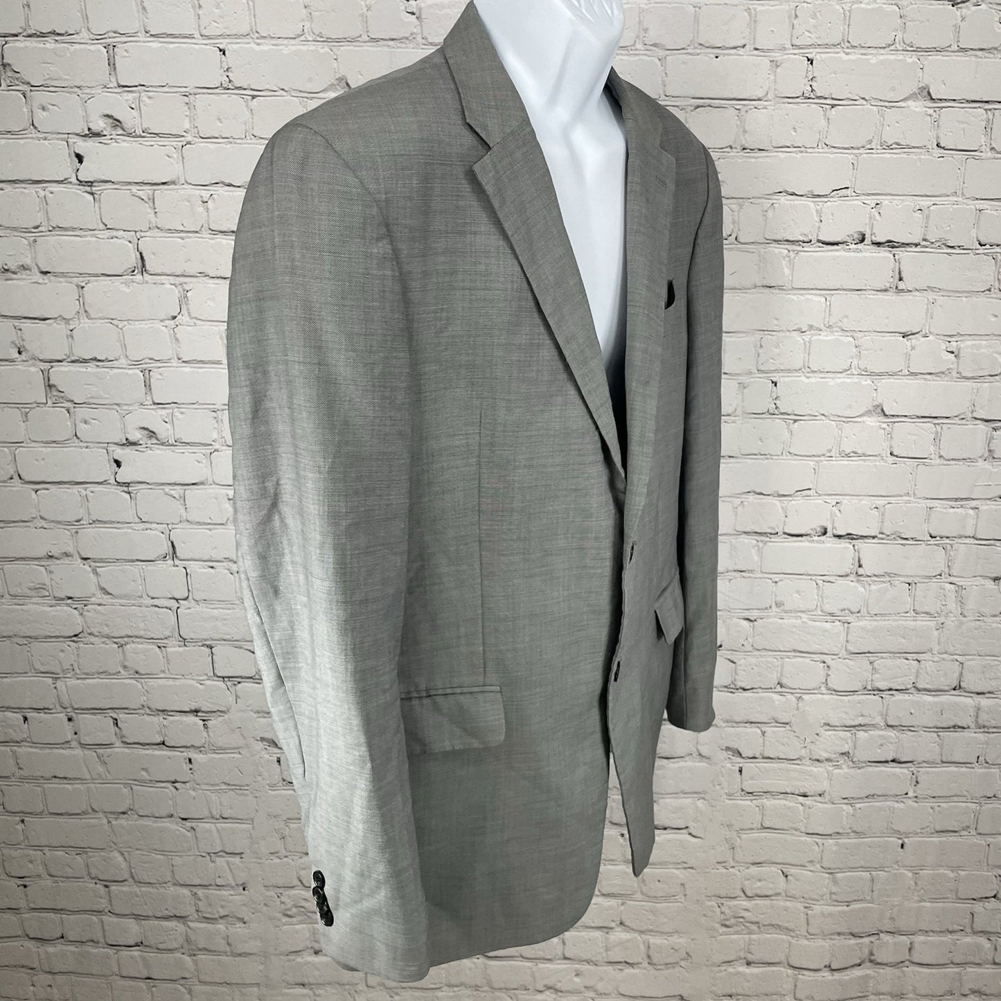Tommy Hilfiger Grey 100% Wool 2 Button Double Vented Blazer Size 42L *defect
