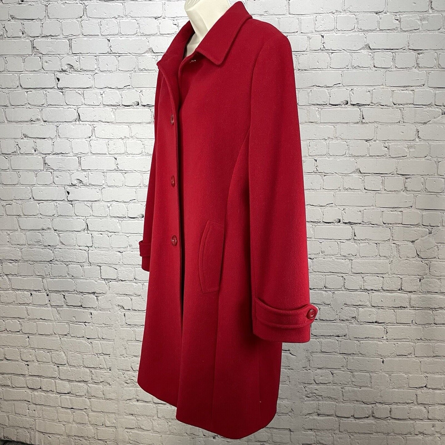 Preston & York Cardinal 100% Wool Peacoat Long Pockets 3 Button Vented Size 14