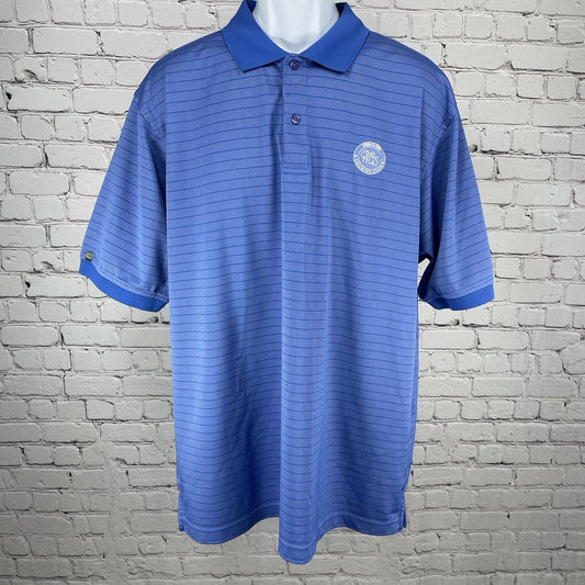 Izod Blue Striped C-Fresh Golf The Hills Country Club Button Polo Shirt Size XL