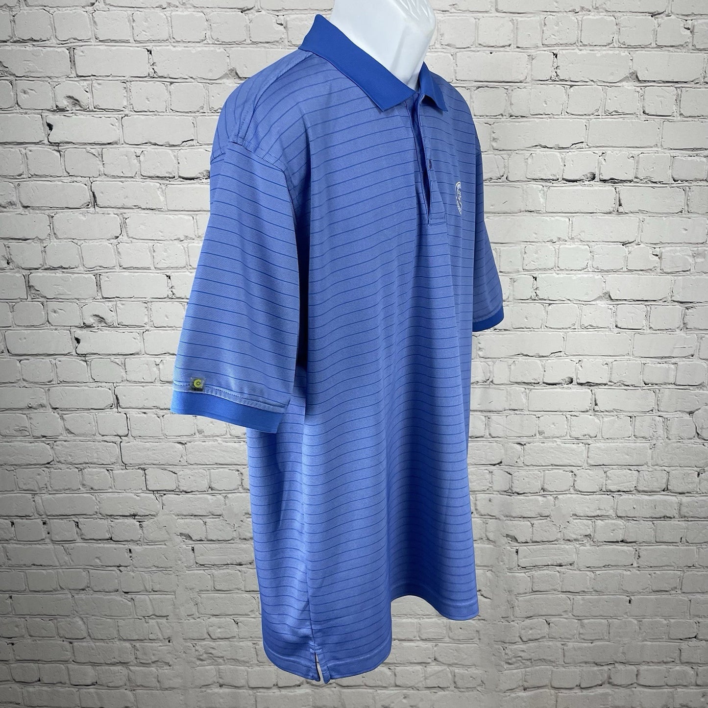 Izod Blue Striped C-Fresh Golf The Hills Country Club Button Polo Shirt Size XL