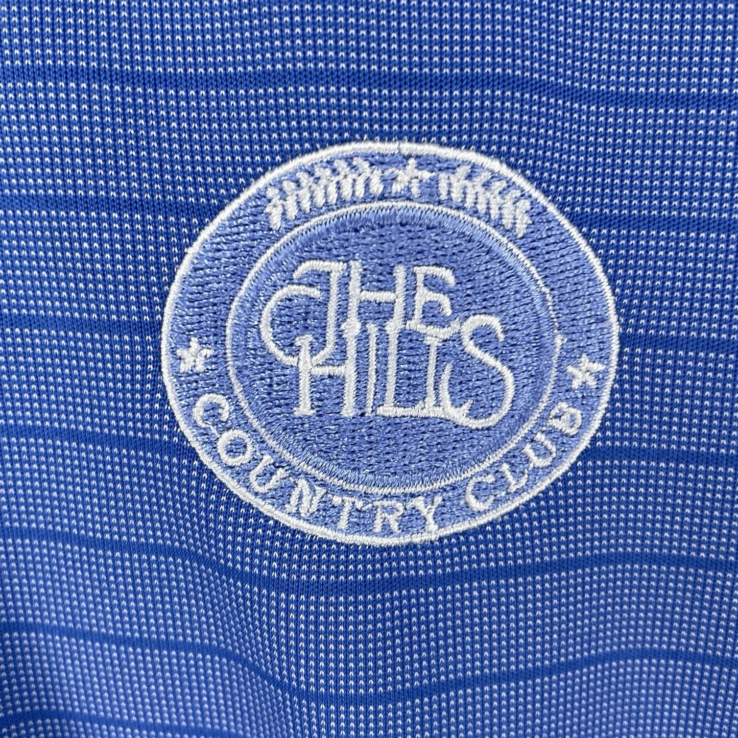Izod Blue Striped C-Fresh Golf The Hills Country Club Button Polo Shirt Size XL