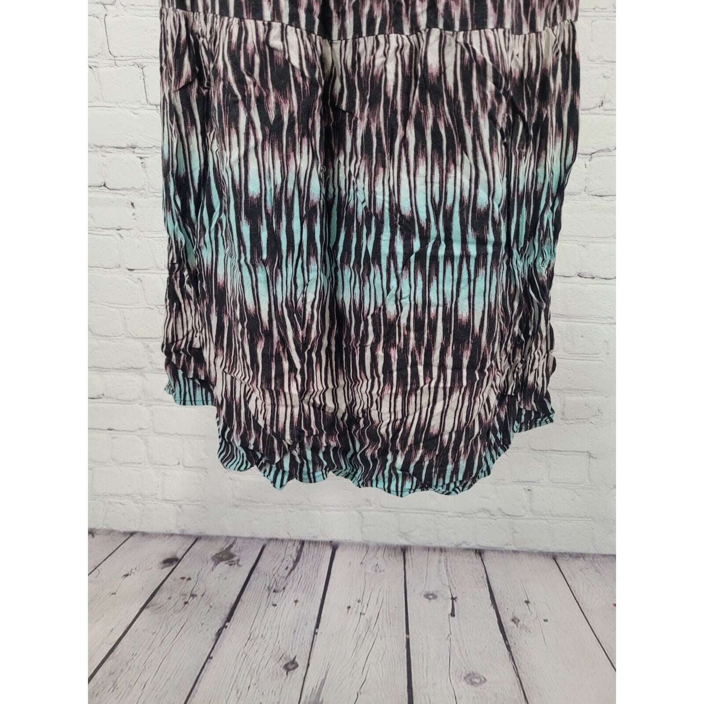 Lily White Abstract Blue Purple Fade Striped Long Rayon Maxi Full Skirt Small S