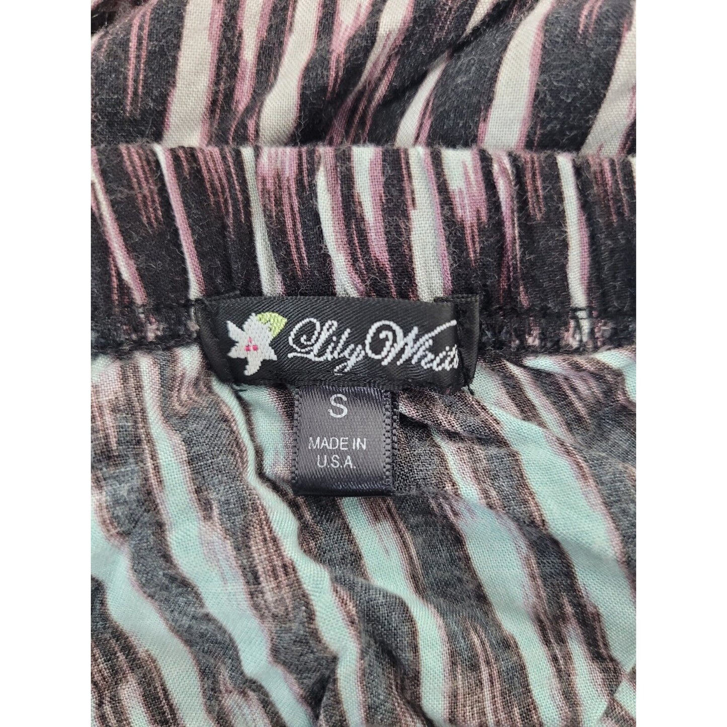 Lily White Abstract Blue Purple Fade Striped Long Rayon Maxi Full Skirt Small S