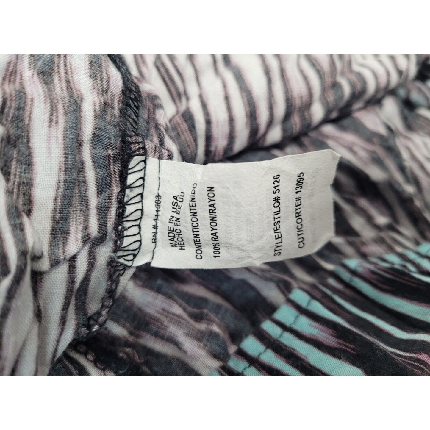 Lily White Abstract Blue Purple Fade Striped Long Rayon Maxi Full Skirt Small S