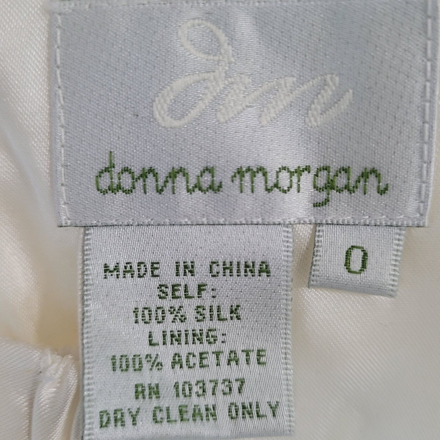 Donna Morgan Ivory 100% Silk Chiffon Rosettes Strapless Fit & Flare Dress Size 0