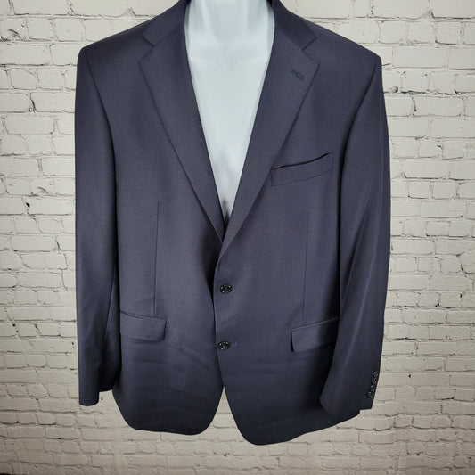 VTG Hart Schaffner Marx Chicago Navy Worsted Wool 2 Button Blazer USA Size 46L