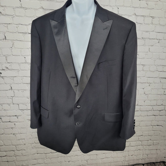 Lauren Ralph Lauren Black Label Black Wool Blend Satin Label Tuxedo Jacket 54L
