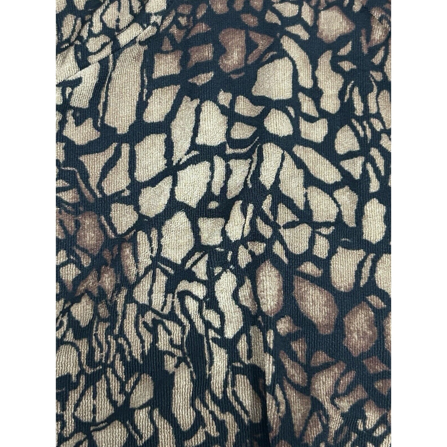 Chicos Travelers Brown Snake Print Stretch V-Neck 3/4 Sleeve Blouse USA Small S