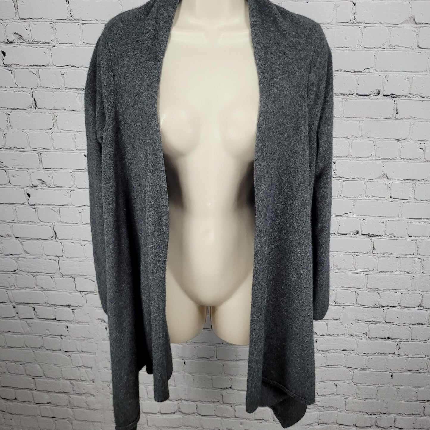 Red Twist Grey 100% Cashmere Cozy Drapey Open Waterfall Cardigan Size Small S