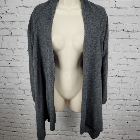 Red Twist Grey 100% Cashmere Cozy Drapey Open Waterfall Cardigan Size Small S