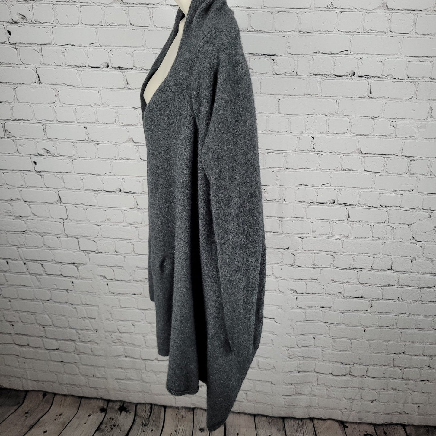 Red Twist Grey 100% Cashmere Cozy Drapey Open Waterfall Cardigan Size Small S