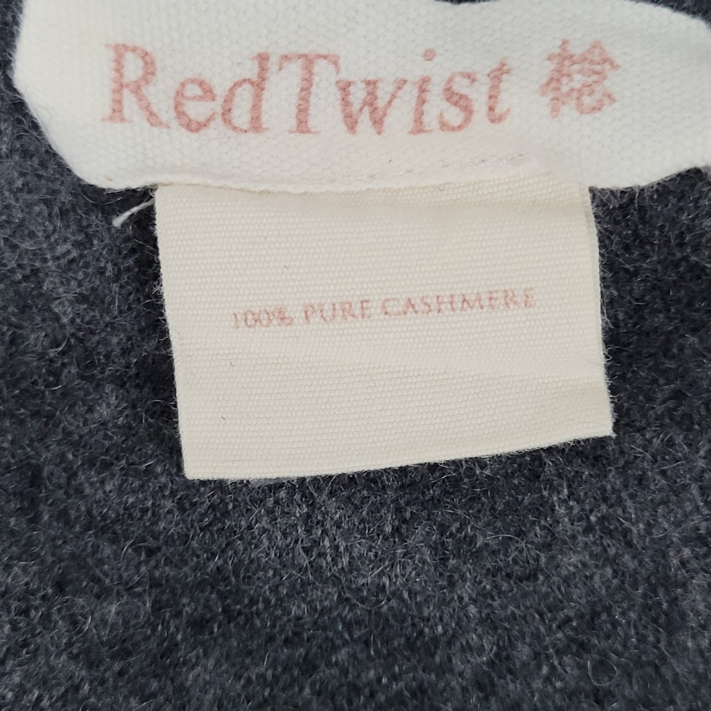 Red Twist Grey 100% Cashmere Cozy Drapey Open Waterfall Cardigan Size Small S