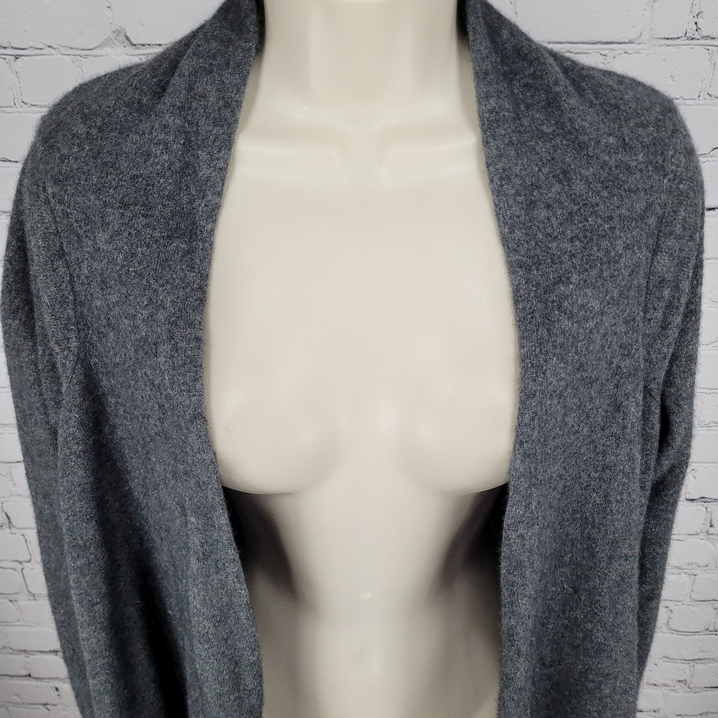 Red Twist Grey 100% Cashmere Cozy Drapey Open Waterfall Cardigan Size Small S