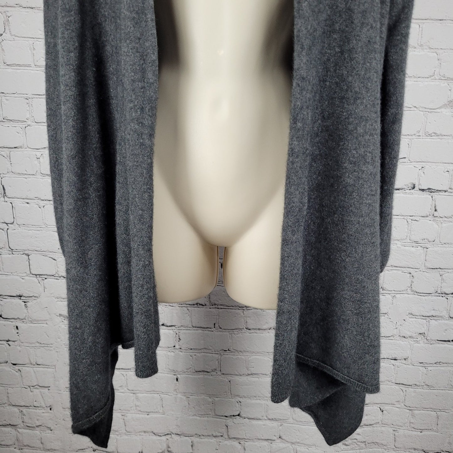 Red Twist Grey 100% Cashmere Cozy Drapey Open Waterfall Cardigan Size Small S