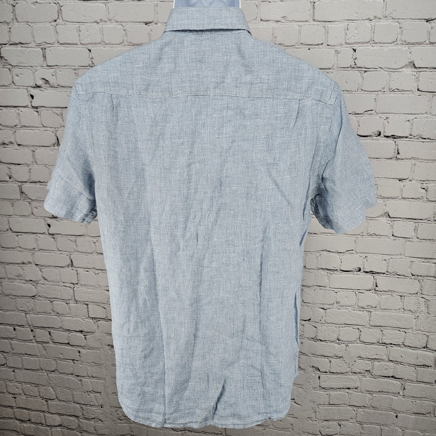 Faherty Blue 100% Linen Button Up Short Sleeve Casual Collared Shirt Small S