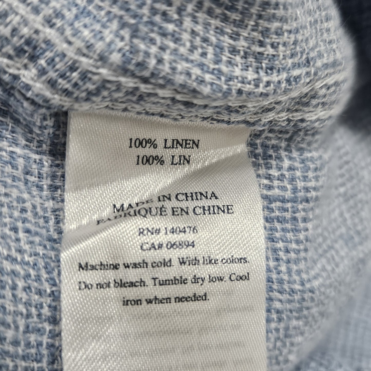Faherty Blue 100% Linen Button Up Short Sleeve Casual Collared Shirt Small S