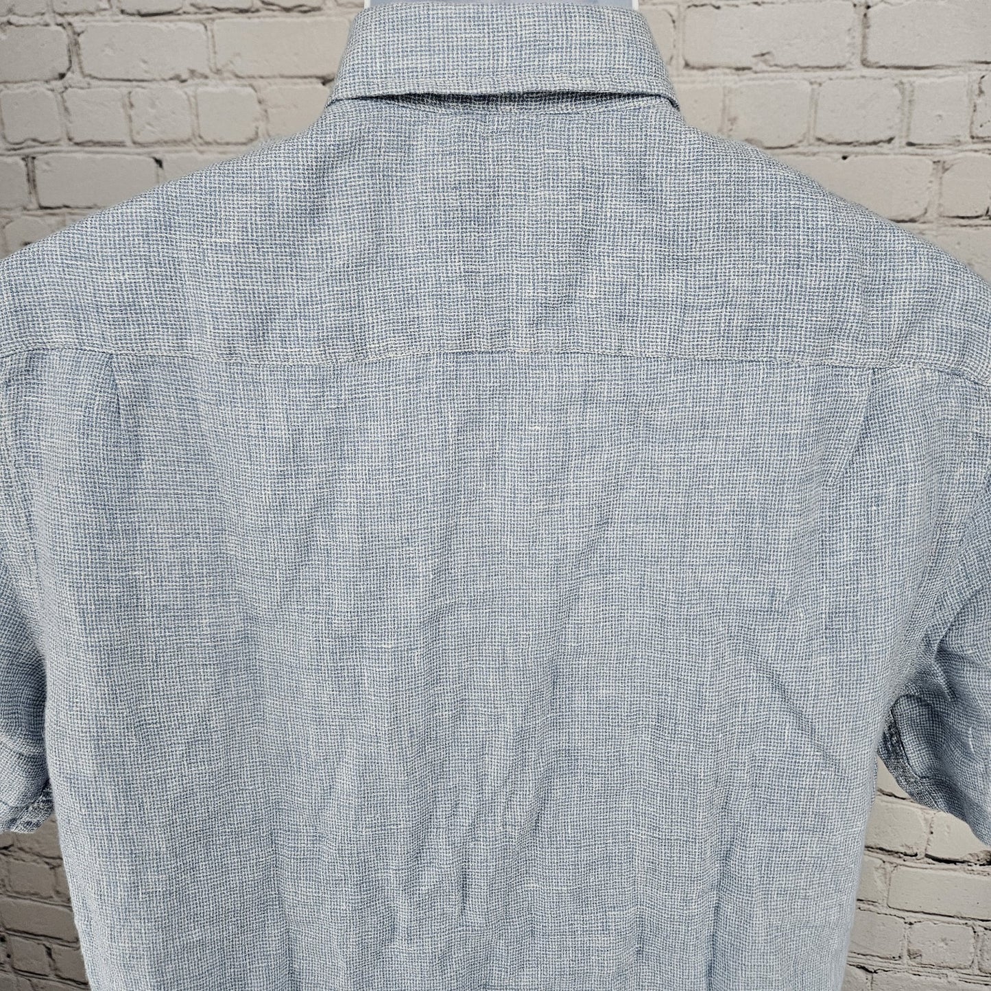 Faherty Blue 100% Linen Button Up Short Sleeve Casual Collared Shirt Small S