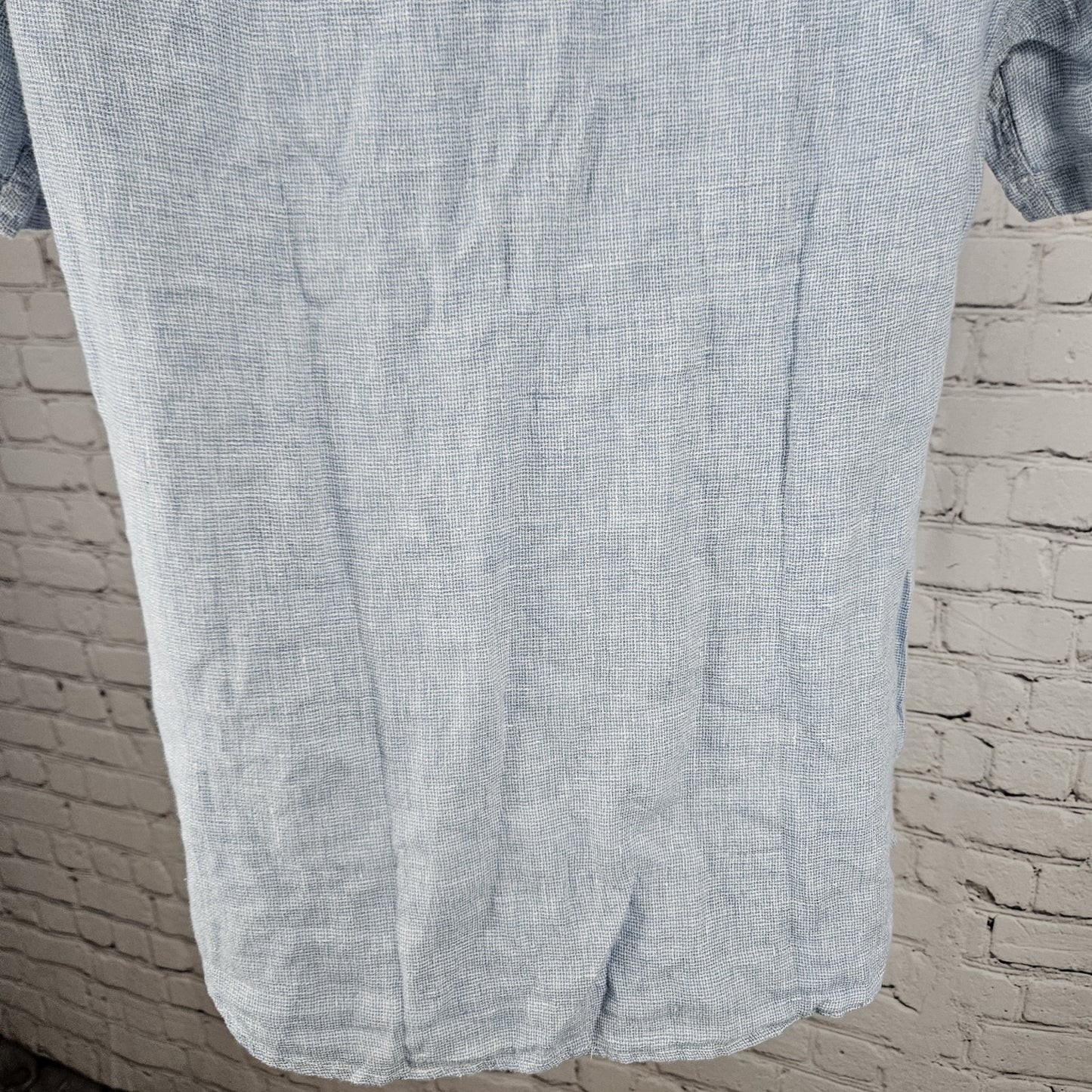 Faherty Blue 100% Linen Button Up Short Sleeve Casual Collared Shirt Small S