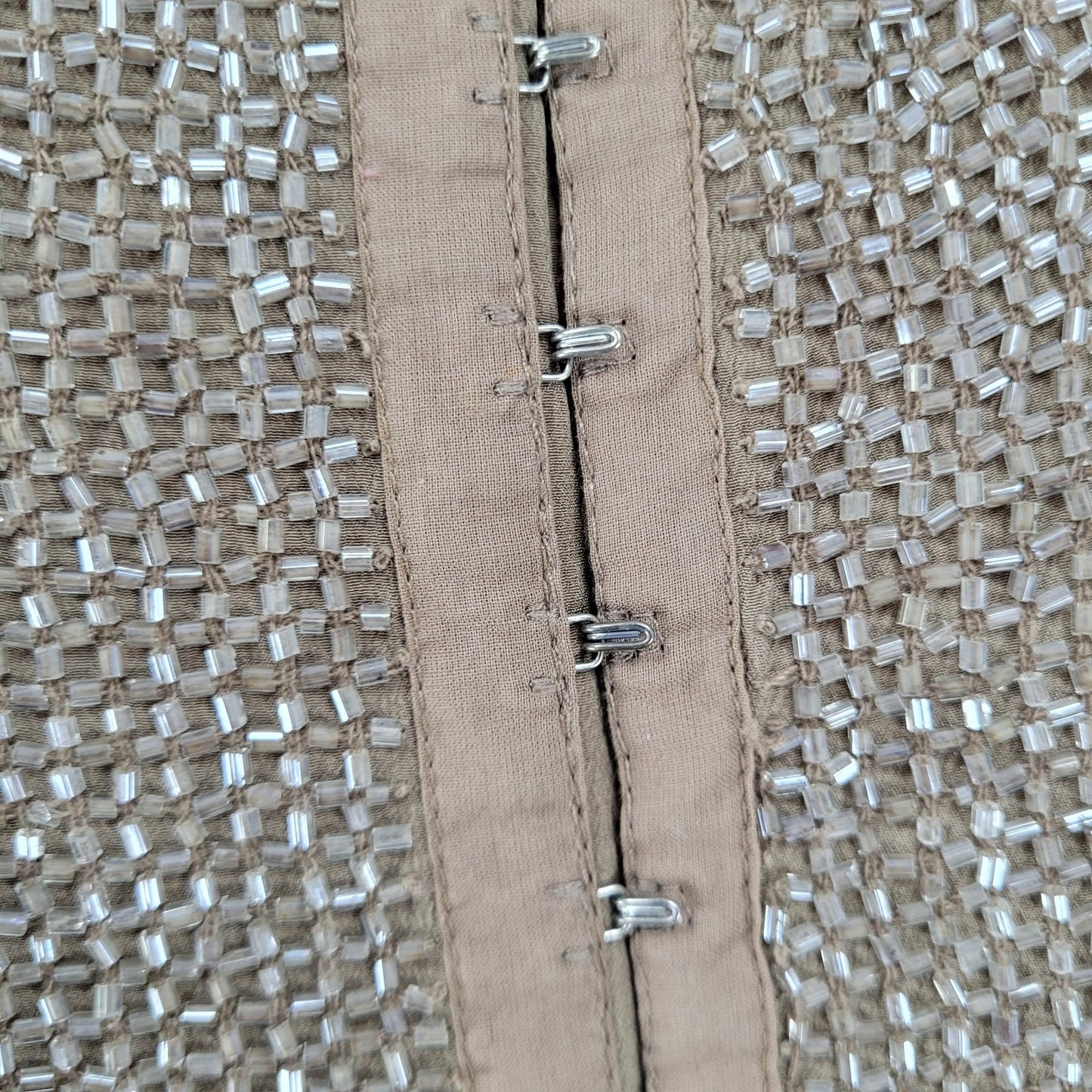 Renzo + Kai Brown 100% Silk Heavy Beaded Hook & Eye Lined Tank Top Size Small S