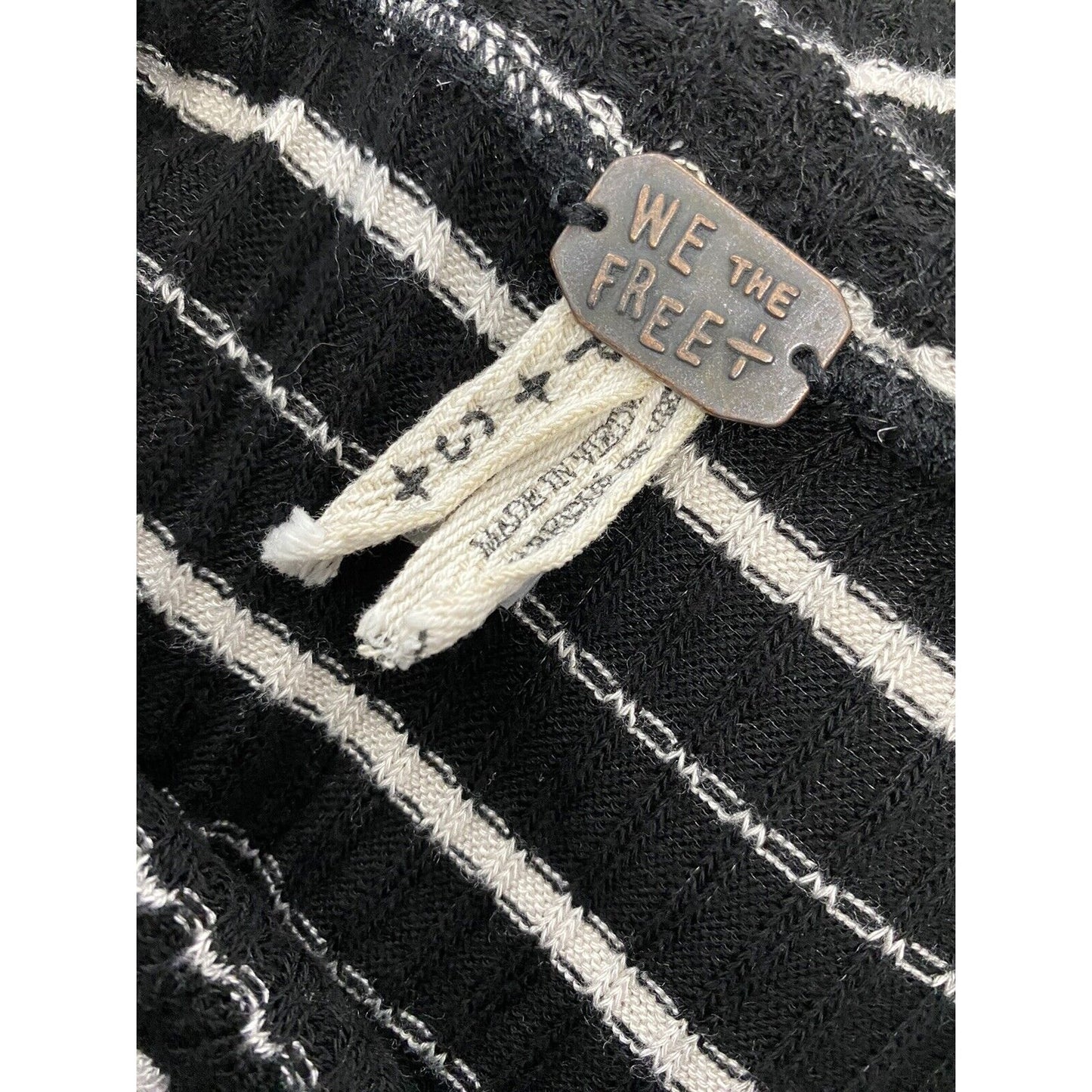 We The Free Black White Striped Long Sleeve Turtle Neck Knit Sweater Top Tunic S