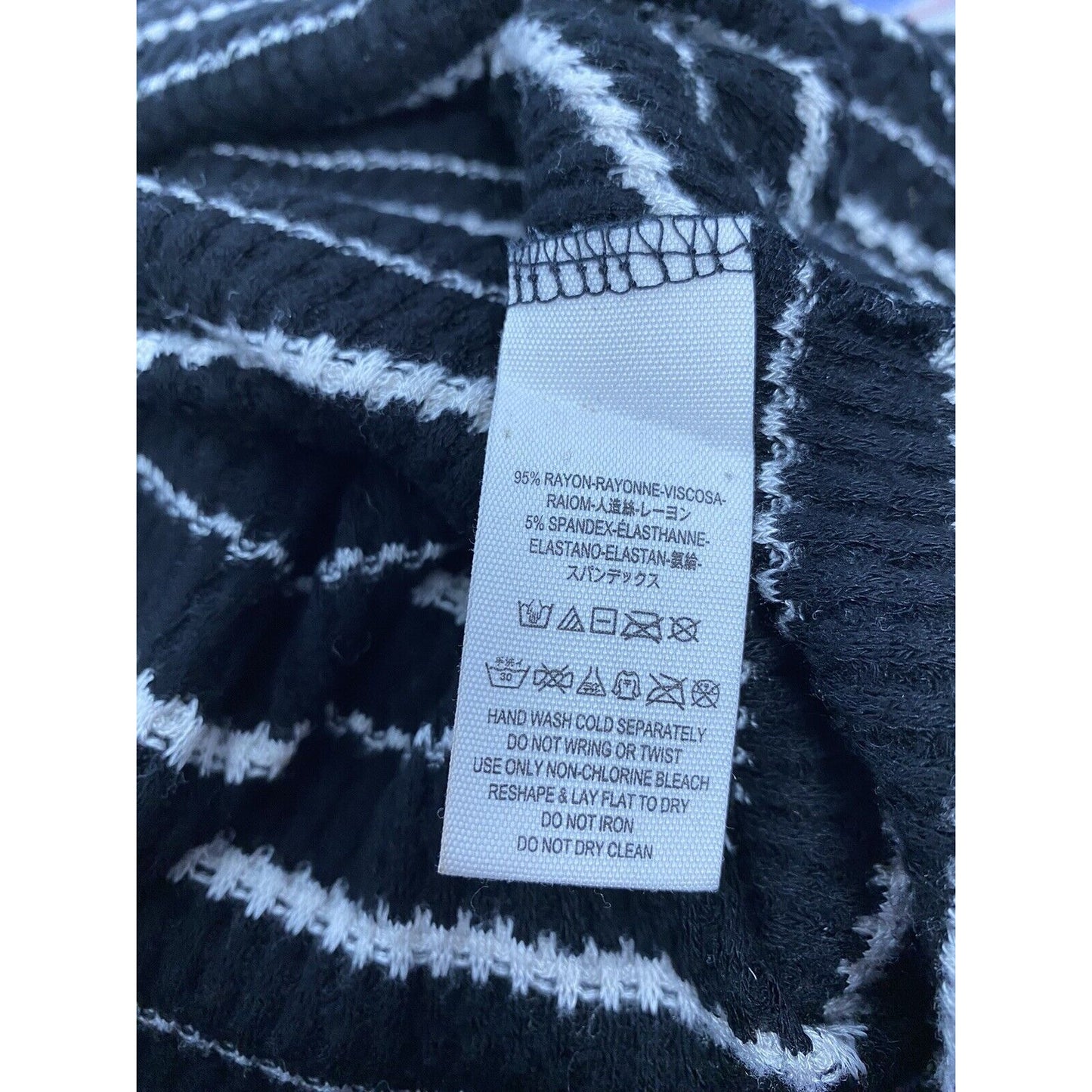 We The Free Black White Striped Long Sleeve Turtle Neck Knit Sweater Top Tunic S