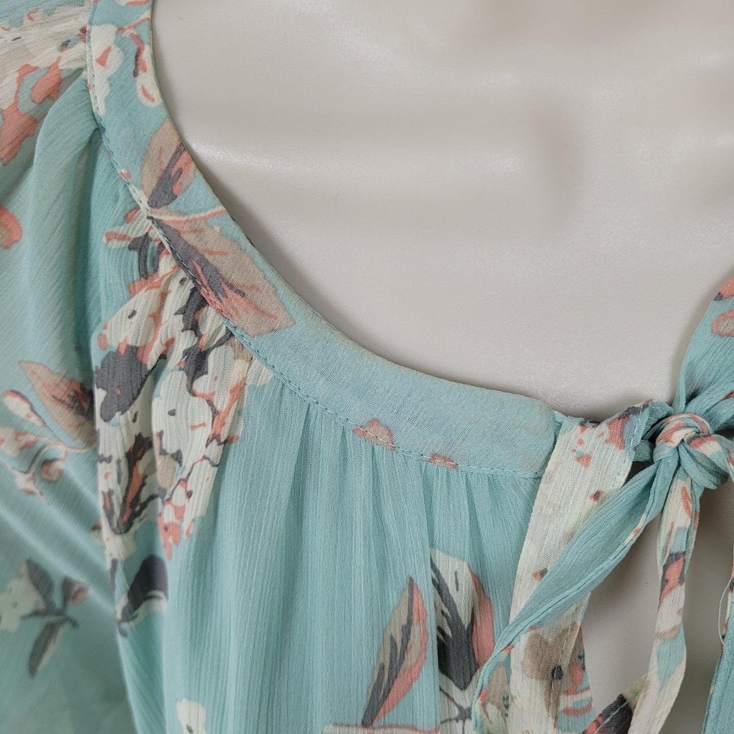 Motherhood Maternity Green Floral Chiffon Belted Lined Maxi Sun Dress Large L