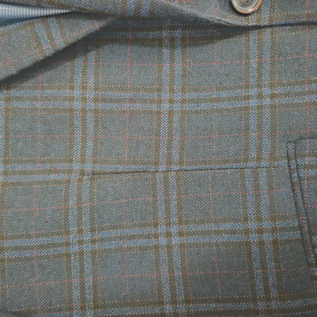 Bachrach Blue Gray Plaid 100% Wool 2 Button Notch Blazer Sport Coat 42R