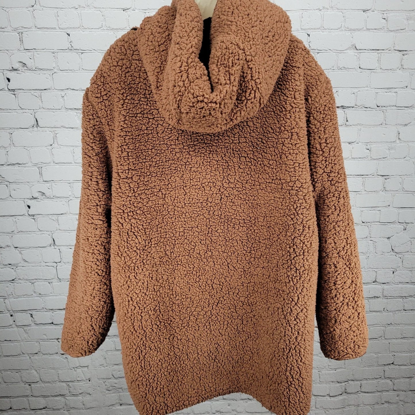 Urban Outfitters Black Soft Sherpa Fleece Oversized Open Hoodie Jacket Size M/L