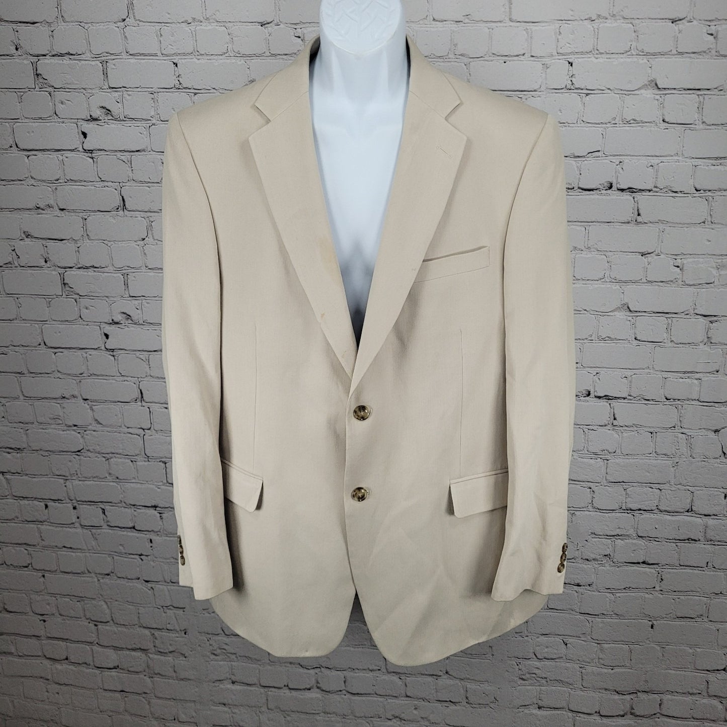 Austin Reed HRH Beige Silk Blend 2 Button Vented Notch Blazer Sport Coat 44L