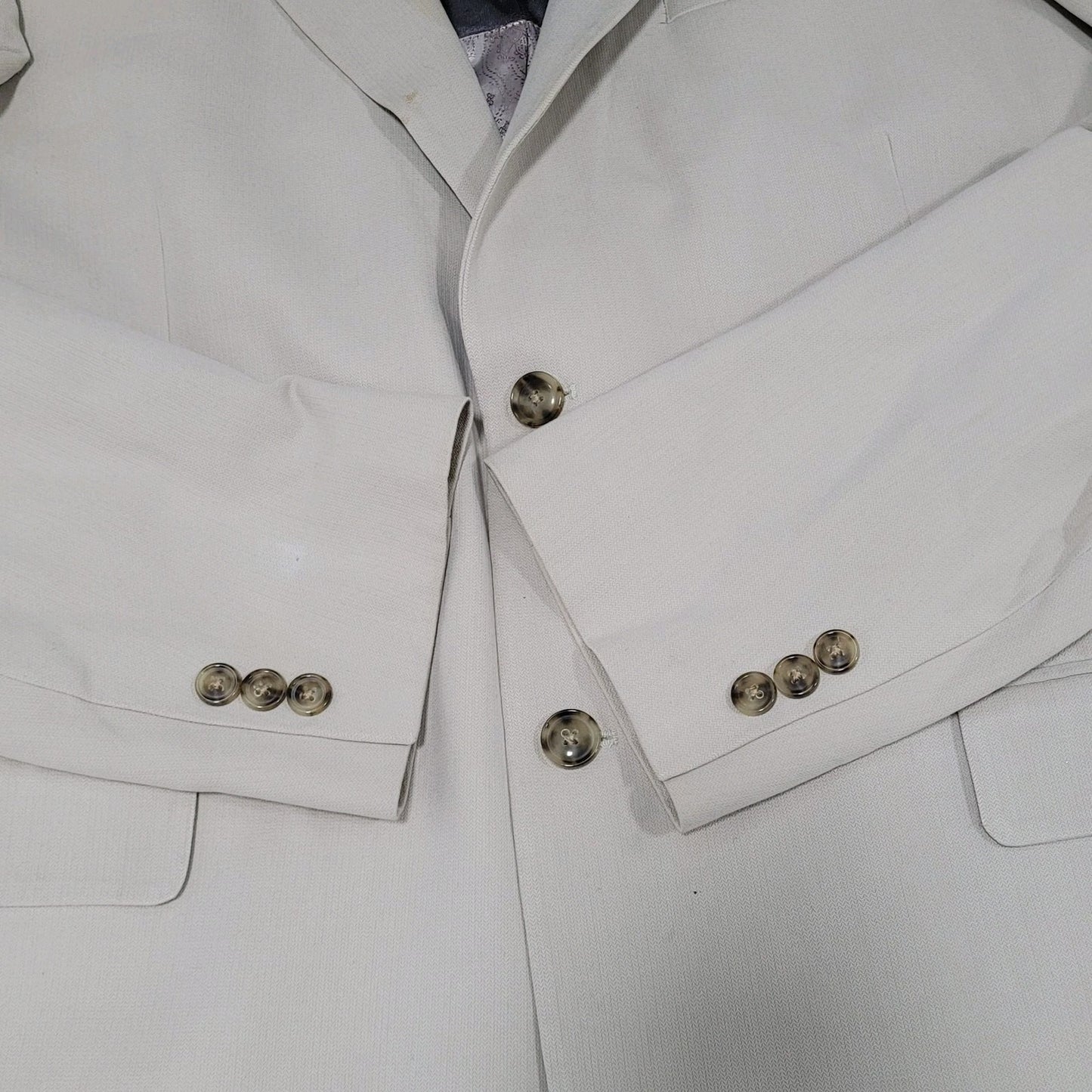 Austin Reed HRH Beige Silk Blend 2 Button Vented Notch Blazer Sport Coat 44L