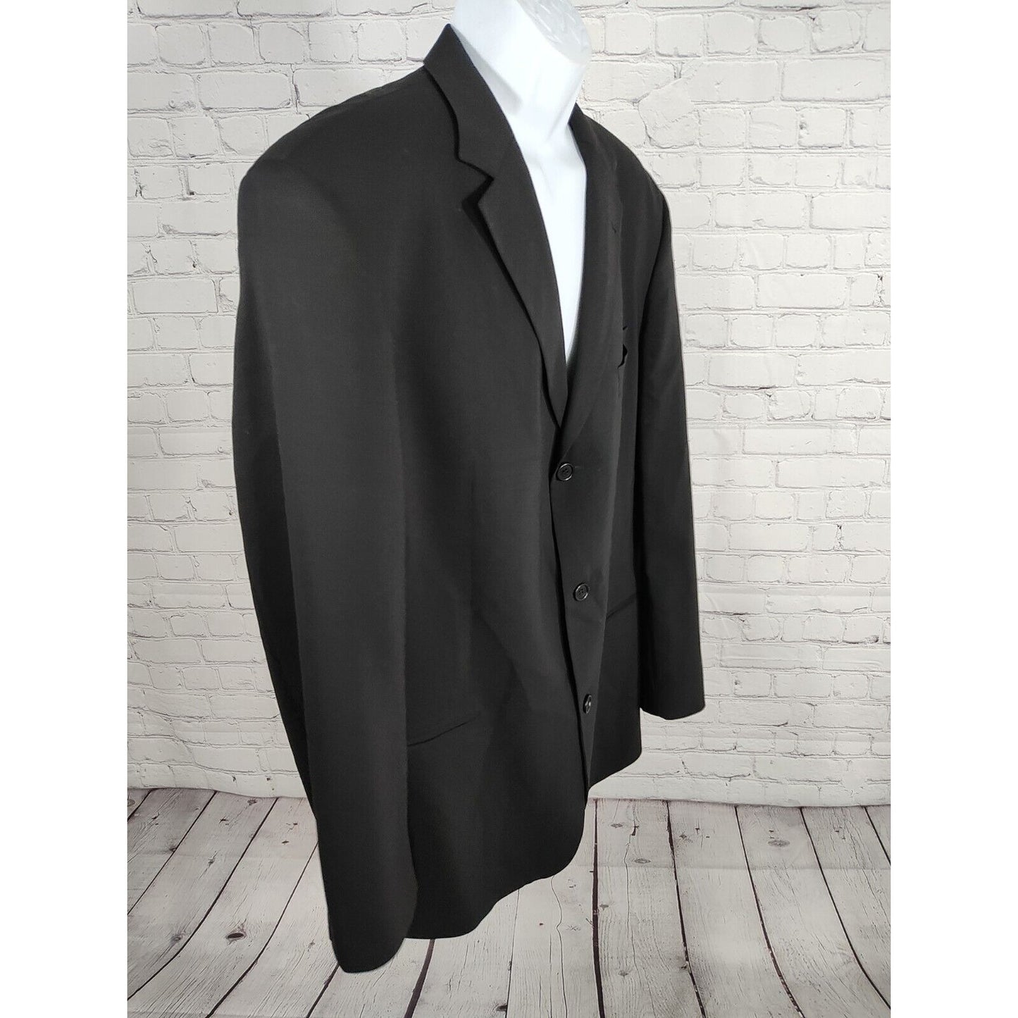 Hugo Boss Einstein Beta 100% Wool Black Pinstripe Single Breasted Jacket USA 44L