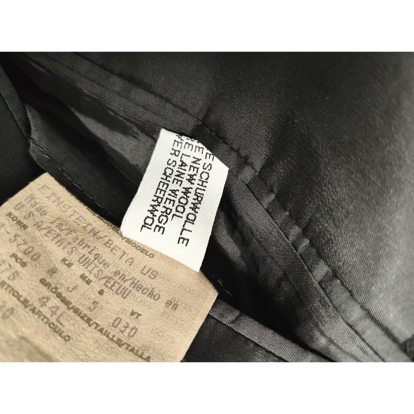 Hugo Boss Einstein Beta 100% Wool Black Pinstripe Single Breasted Jacket USA 44L