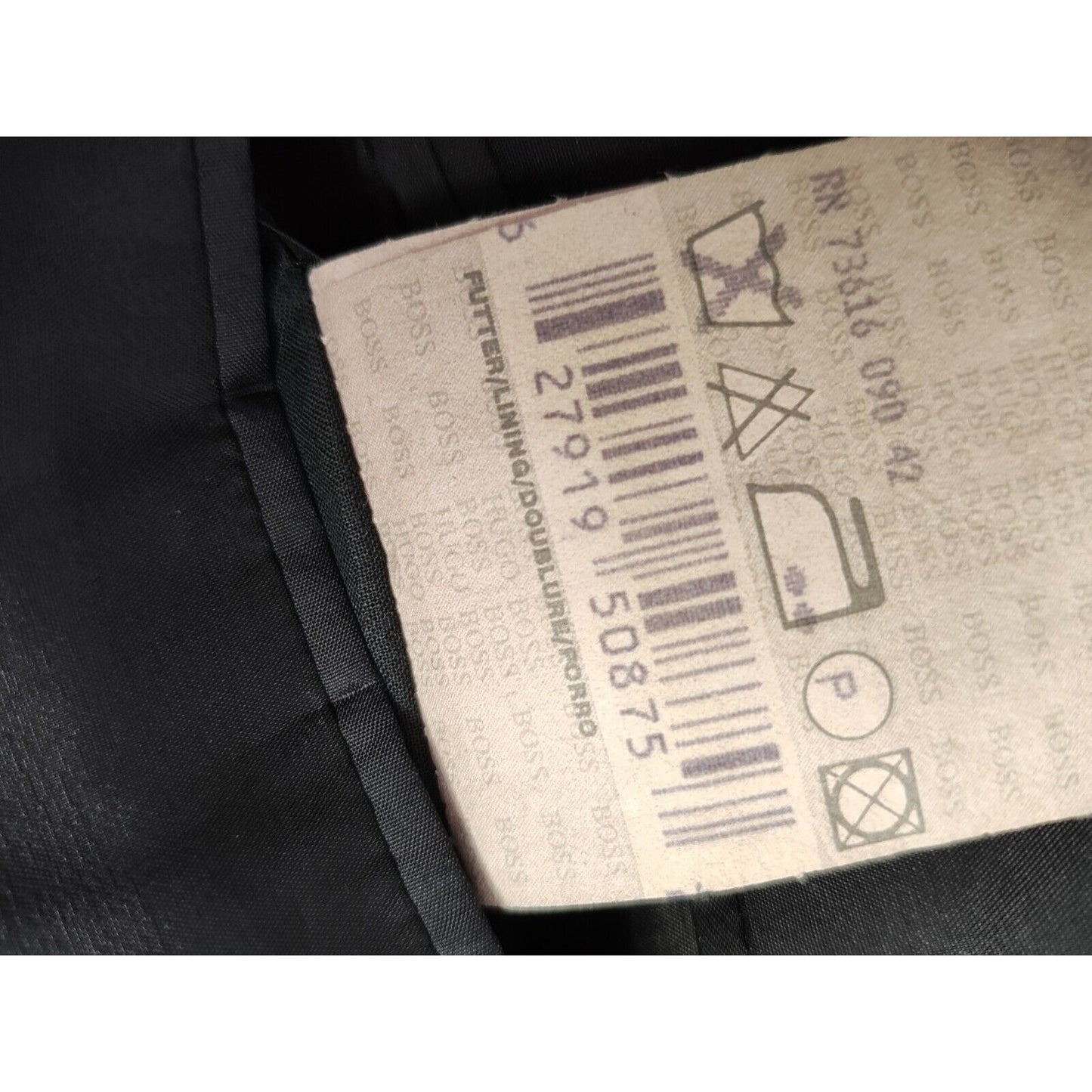 Hugo Boss Einstein Beta 100% Wool Black Pinstripe Single Breasted Jacket USA 44L