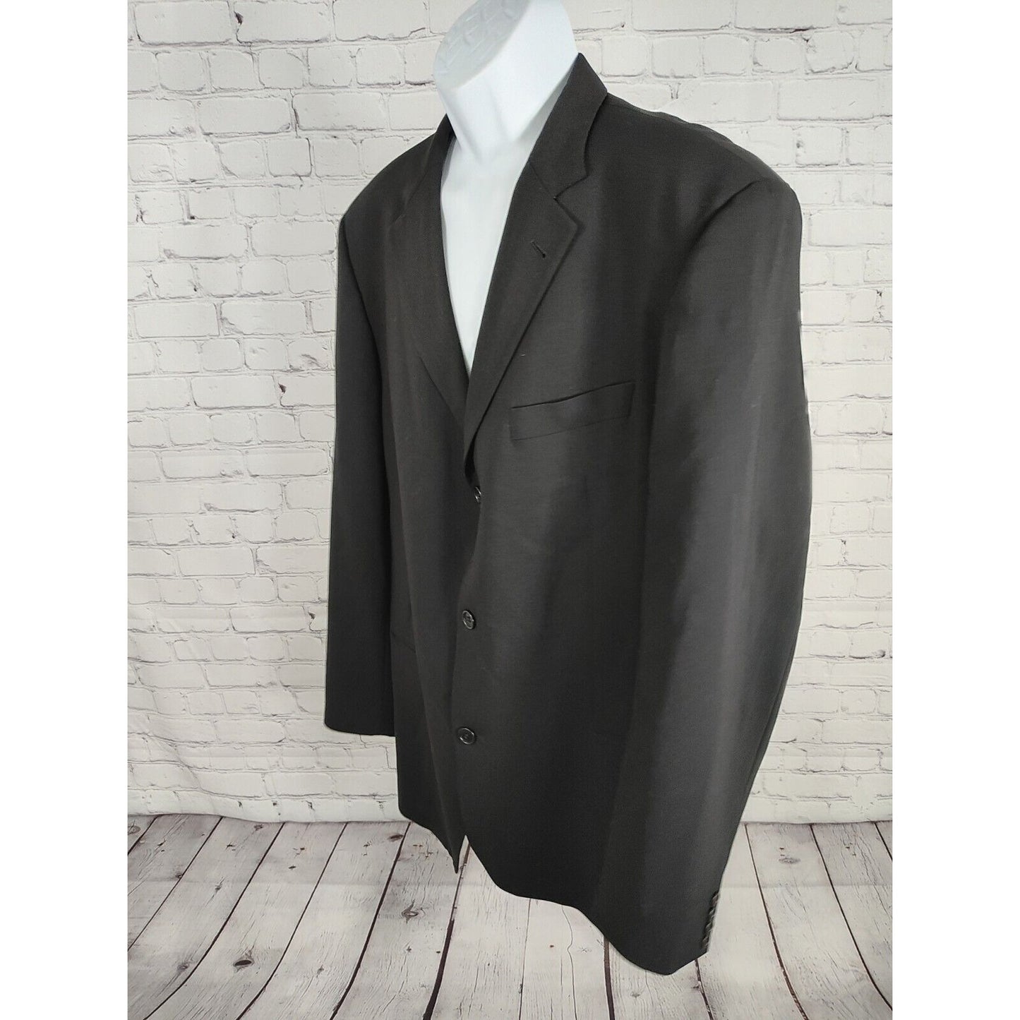 Hugo Boss Einstein Beta 100% Wool Black Pinstripe Single Breasted Jacket USA 44L