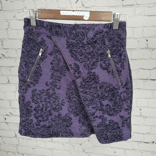NWT Urban Outfitters Purple Velvety Damask Zipper Accent Mini Skirt Size XS