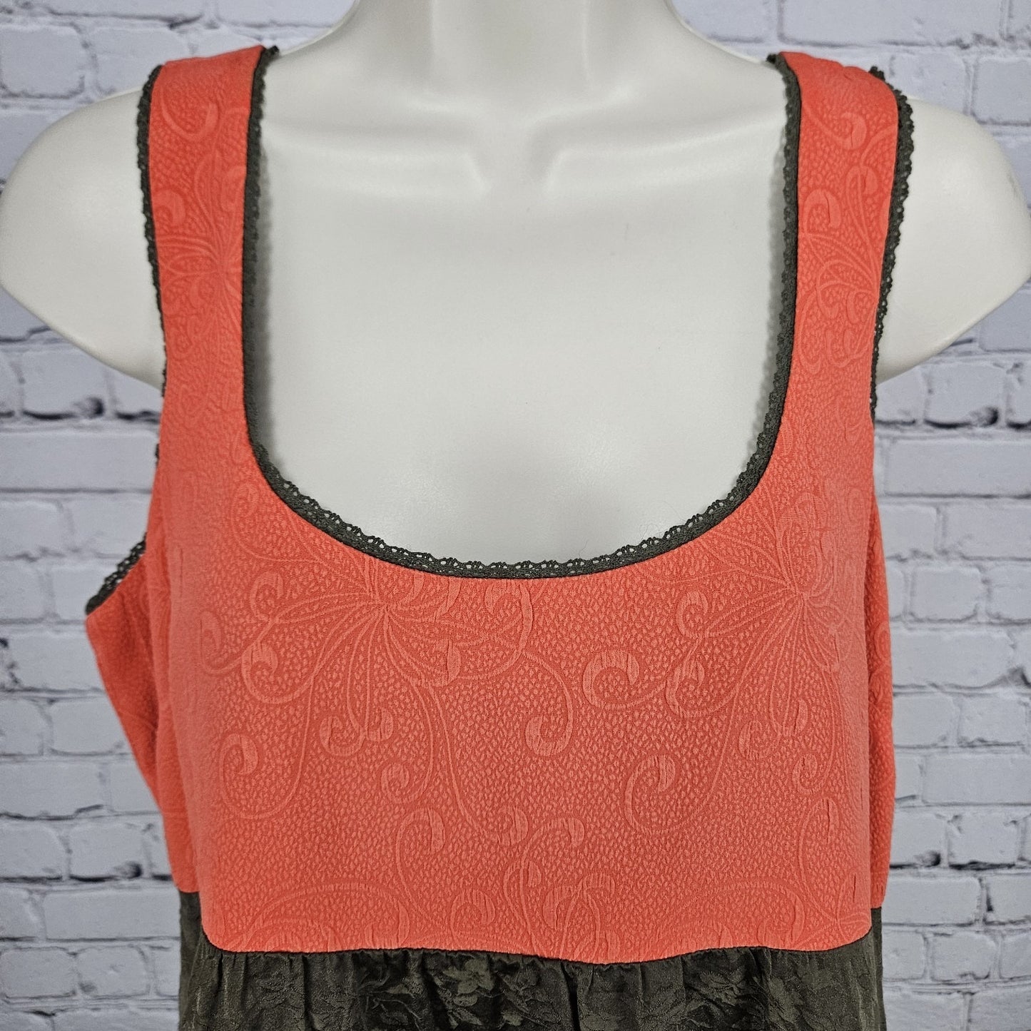 Moulinette Soeurs Green Orange Silk Floral Lace Trim Sleeveless Midi Dress 8