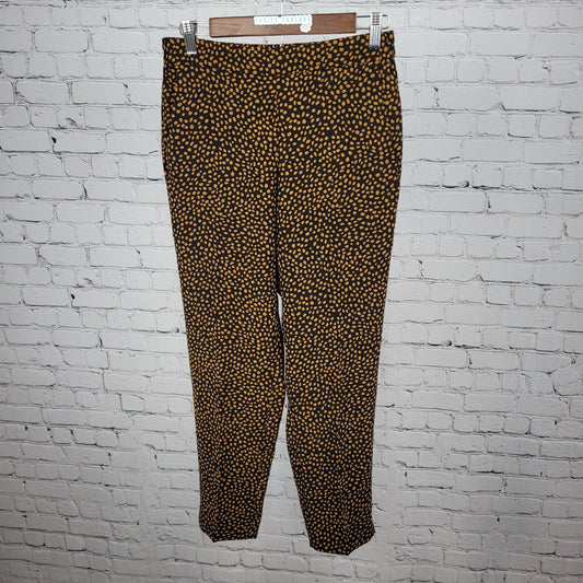 J.Crew Black Brown Jamie Pant Animal Print Pull On Lightweight Tapered 6 (27x27)