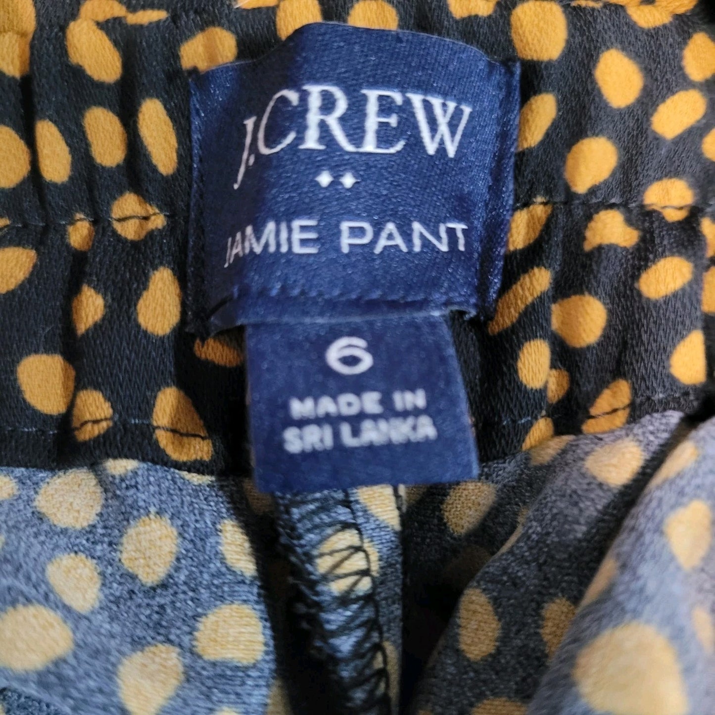 J.Crew Black Brown Jamie Pant Animal Print Pull On Lightweight Tapered 6 (27x27)