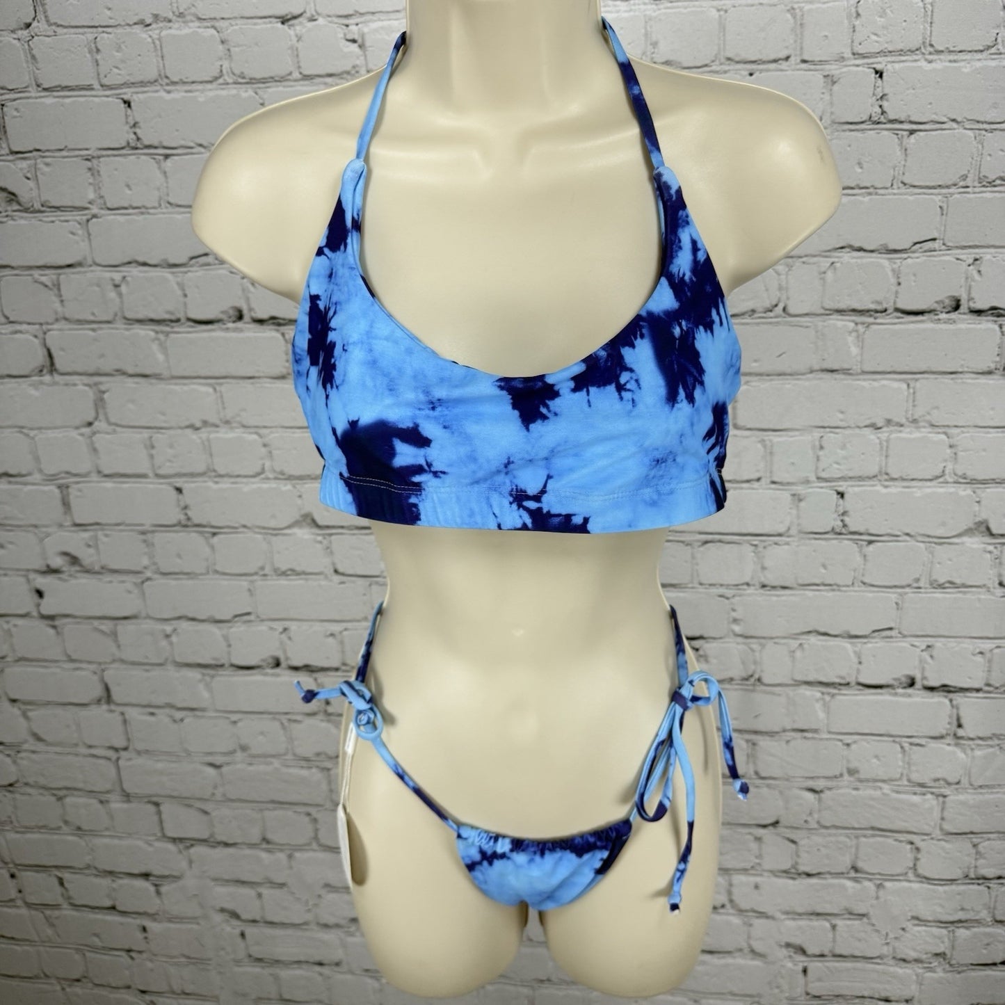 Sunny Bunny Swim 2 Piece Halter Top Thong Bottom Tie Dye Size L Top M Bottom