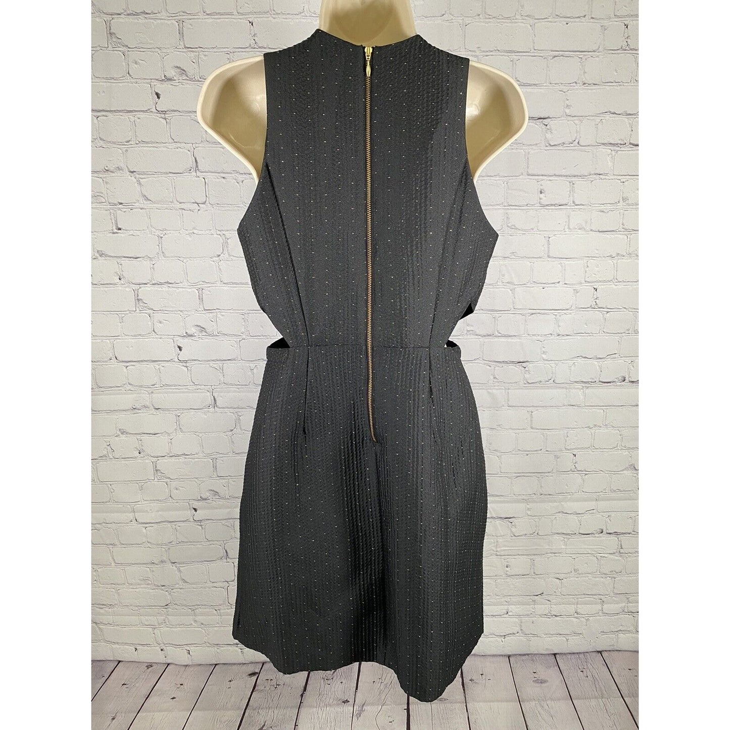 Madewell Black Gold Side Cutout Sleeveless Back Zip A Line Dress Pockets Size 2