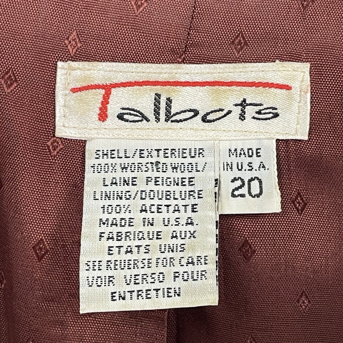 VTG Talbots Rich Brown 100% Wool Blazer Jacket Metal Button USA Made Size 10