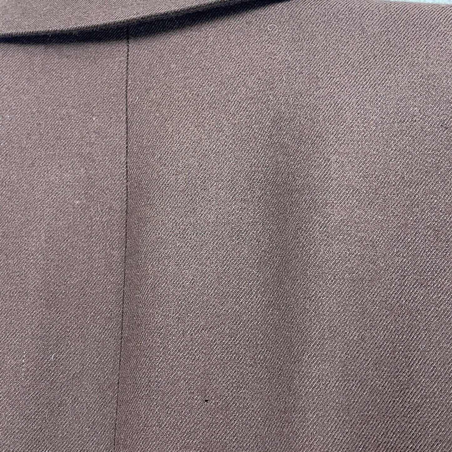 VTG Talbots Rich Brown 100% Wool Blazer Jacket Metal Button USA Made Size 10