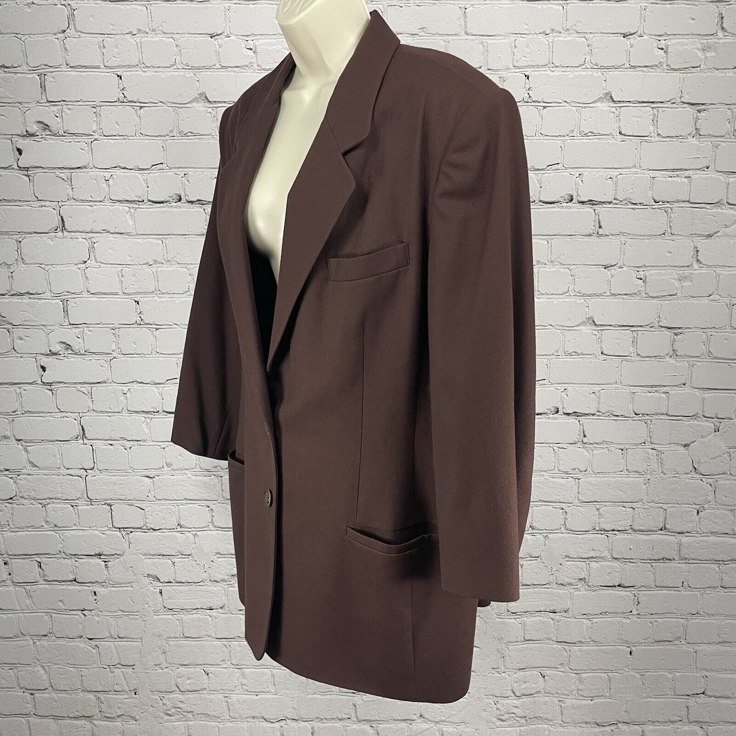 VTG Talbots Rich Brown 100% Wool Blazer Jacket Metal Button USA Made Size 10