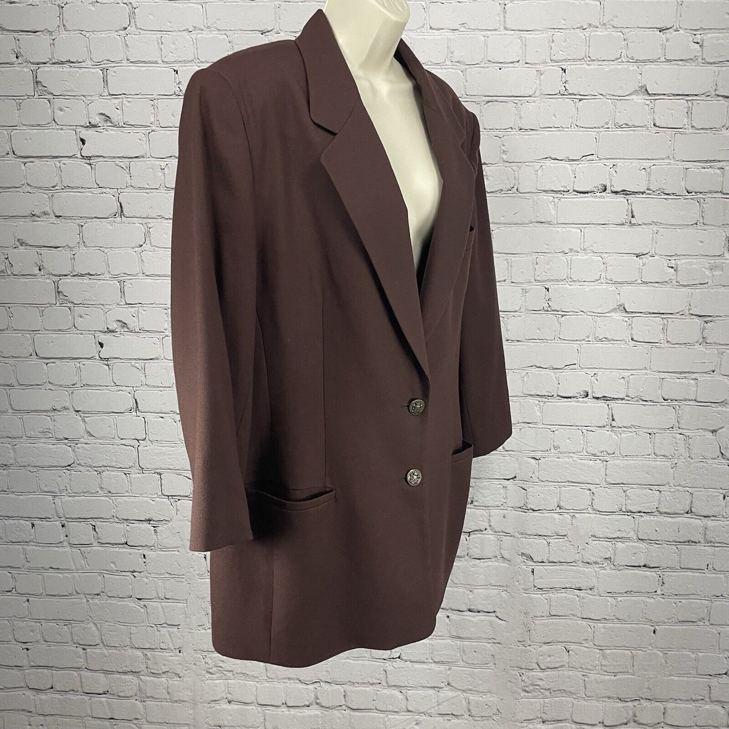 VTG Talbots Rich Brown 100% Wool Blazer Jacket Metal Button USA Made Size 10