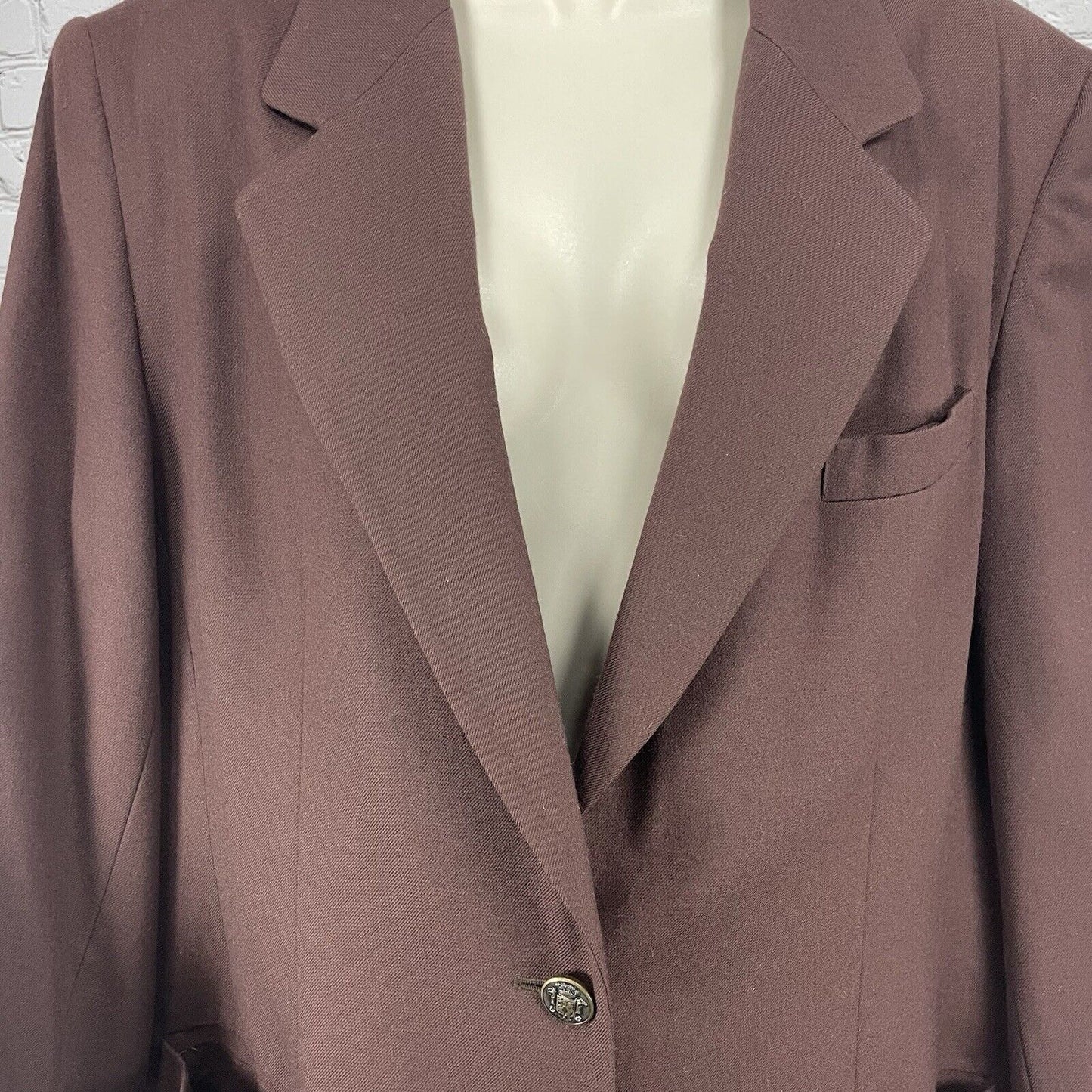 VTG Talbots Rich Brown 100% Wool Blazer Jacket Metal Button USA Made Size 10