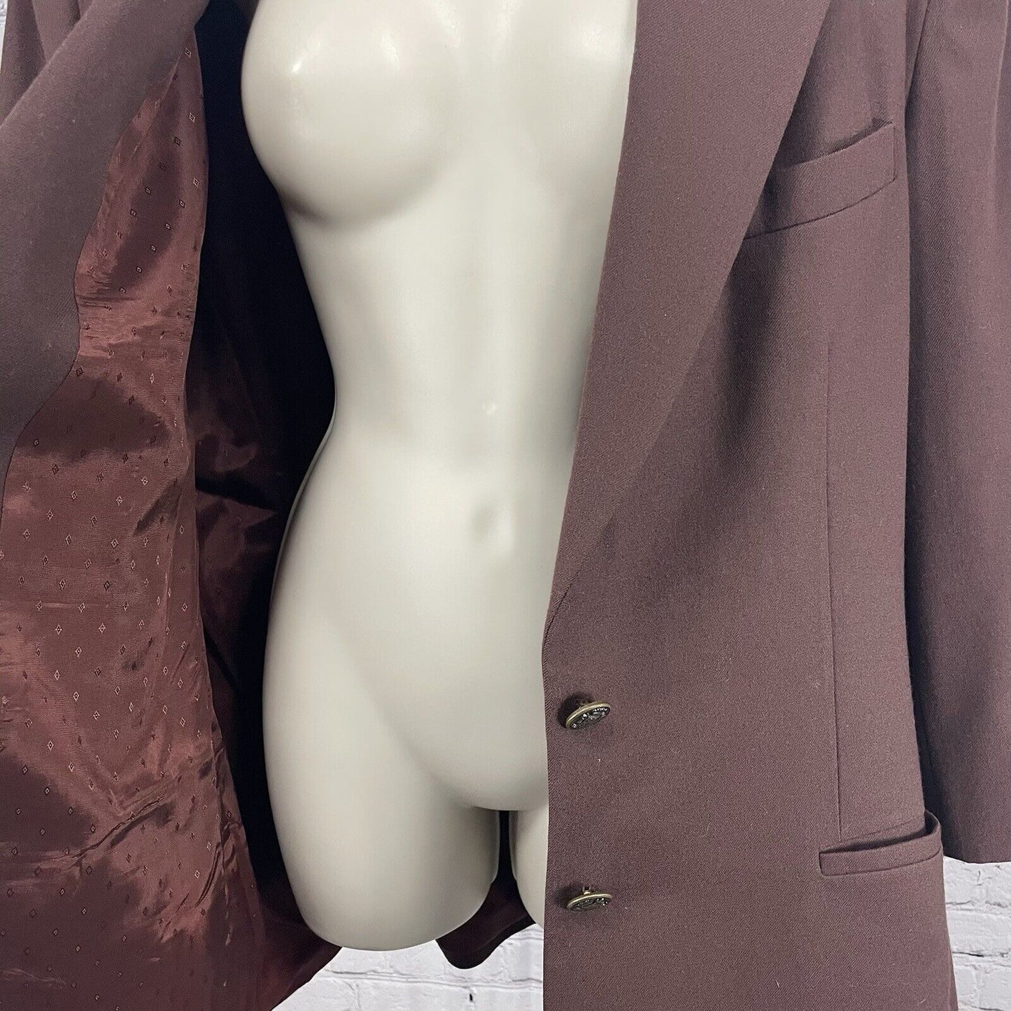 VTG Talbots Rich Brown 100% Wool Blazer Jacket Metal Button USA Made Size 10