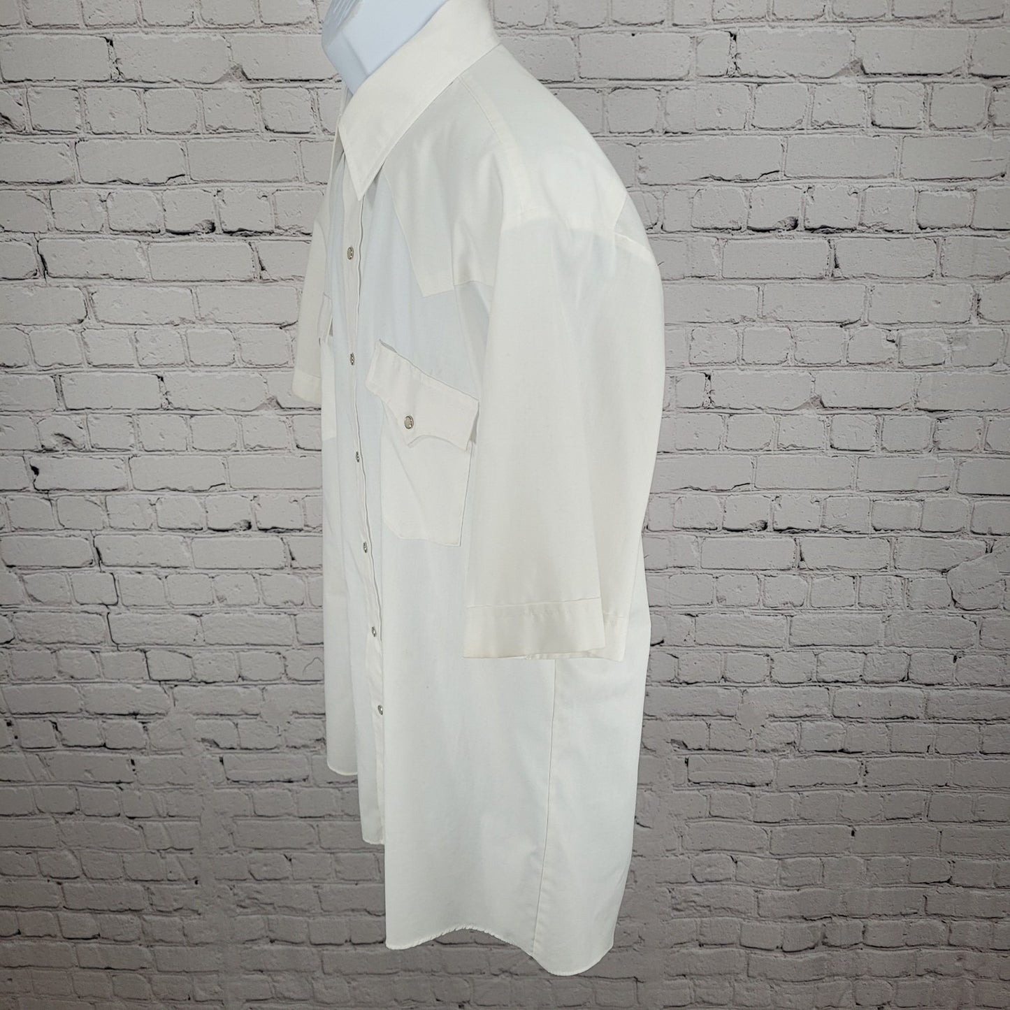 VTG ATD White Authentic Western Pearl Snap Short Sleeve Shirt Size 17 2XL